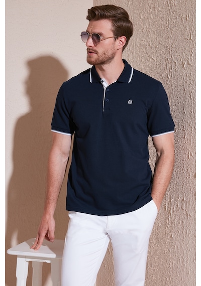 Buratti Pamuklu Slim Fit Şerit Detaylı Düğmeli Polo Yaka 3'Lü Paket Erkek T Shirt 5902118S3 Siyah-Vişne-Lacivert