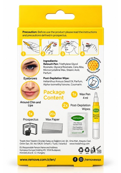 Remove Retouch Pen Kaş Ve Yüz Tüy Alma Kalemi 4 Ml Hassas Bölgeler İçin Soğuk Ağda, Isıtma Gerektirmeyen Pratik Tüy Alma Ürünü