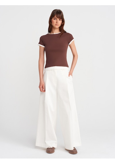 Dilvin 31859 Çift Görünümlü T-shirt-açık Kahve Açık Kahve