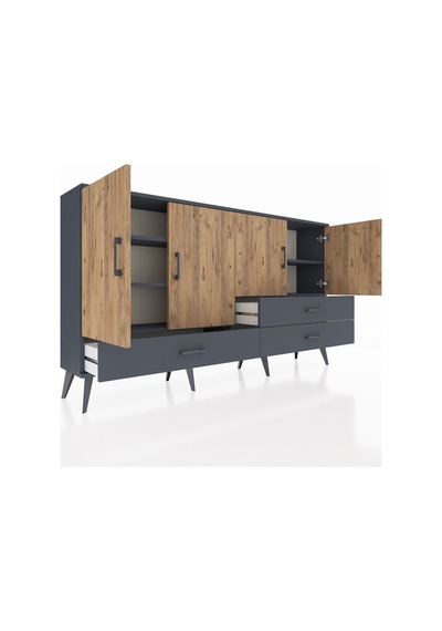 Arges Konsol 5 Raflı 3 Çekmeceli 4 Kapaklı 176x30x99 Antrasit-çam Antrasit-çam/antrasit Arges Konsol 5 Raflı 3 Çekmeceli 4 Kapaklı 176x30x99 Antrasit-çam Antrasit-çam/antrasit