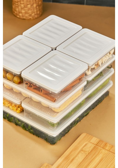 Multi Box 9 Parça 4 Farklı Boy Saklama Kabı Seti - Dondurucu & Mikrodalga Uyumlu Krem