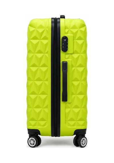 Modafocus Büyük Boy Çizgili Valiz - Lime Lime