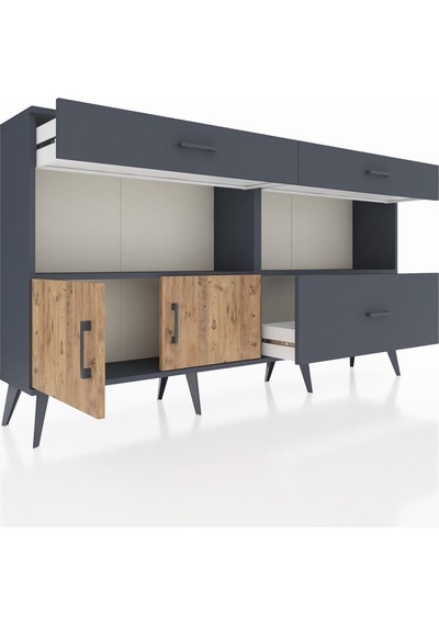 Arges Konsol 2 Raflı 3 Çekmeceli 2 Kapaklı 176x30x99 Antrasit-çam Antrasit-çam/antrasit Arges Konsol 2 Raflı 3 Çekmeceli 2 Kapaklı 176x30x99 Antrasit-çam Antrasit-çam/antrasit