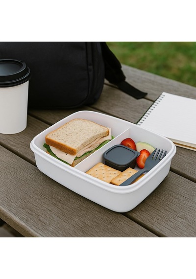 Store Sızdırmaz Lunch Box 3 Bölmeli Yemek Kabı Öğle Yemeği Kutusu Saklama Kabı Bpa İçermez Beyaz Çok Renkli