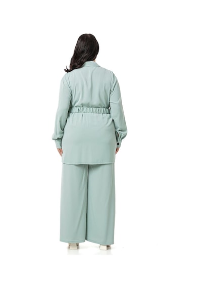 Disentis Büyük Beden Beli Kemerli Gömlek Pantolon Mint Yeşili İkili Takım-mint Mint Yeşili