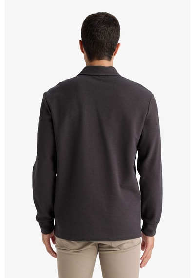 Defacto Regular Fıt Polo Yaka Waffle Sweatshirt F0301AX25AU Antrasit Defacto Regular Fıt Polo Yaka Waffle Sweatshirt F0301AX25AU Antrasit