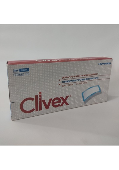 Clivex Şeffaf Pu Hazır Pansuman Örtü Pu Pad 9 CM x 20 CM 25 Adet