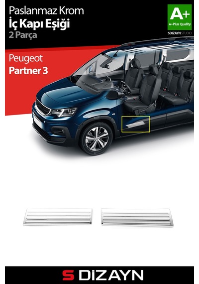 S-dizayn Peugeot Partner Krom İç Kapı Eşiği 2 Prç 2023 Üzeri A+ Kalite