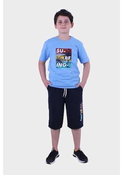 Fyk Kids Erkek Çocuk Alt-üst Kapri-tişört Takım Mavi