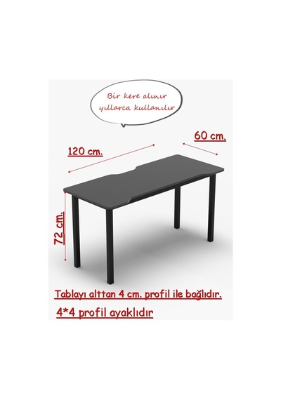 120 Gaming Oyun Çalışma Masası Antrasit Masa Ofis Masası 7120 Diğer