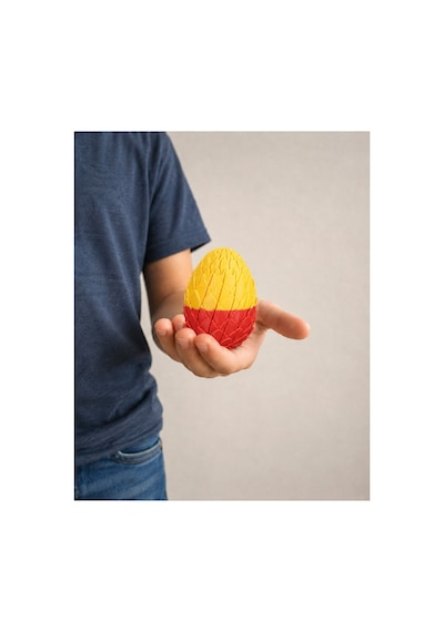 Alvera Dönüşen Ejderha Yumurtası 3d Baskı Twisty Fidget Oyuncağı-kırmızı-sarı