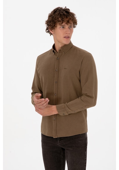 U.s. Polo Assn. Erkek Haki Gömlek Desenli 50308390-vr027 Haki