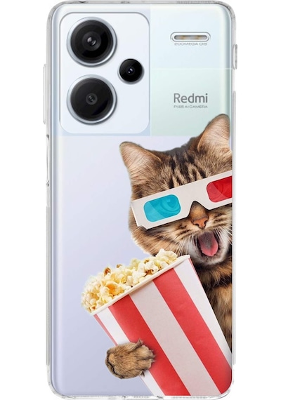 Xiaomi Redmi Note 13 Pro 4g İle Uyumlu Kedi 1 Kamera Korumalı Şeffaf Kılıf Şeffaf