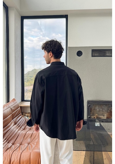 Flaw Oxford Oversize Gömlek Siyah-28030 Siyah