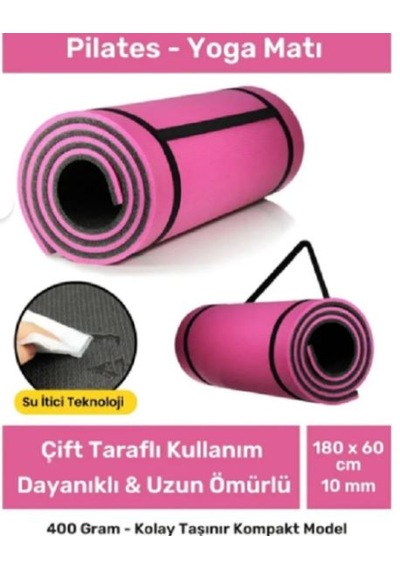 Doğa Kamp Pilates Matı Spor Matı Çift Taraflı Kalın Mat Kamp Minderi Pembe