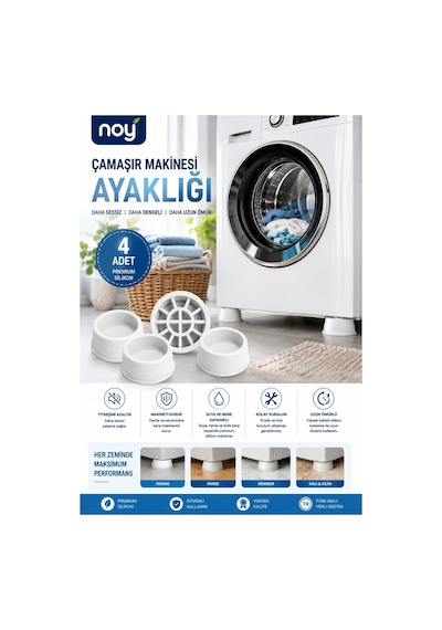 Beyaz Eşya Altlığı Ayağı 4 Adet Çamaşır Bulaşık Makinası Yükseltici Titreşim Önleyici Ayaklık Beyaz
