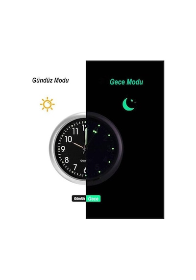 Dailytech Aydınlık Araç Araba Tekne Bisiklet İçin Mini Kuvars Saat Beyaz Açık Yeşil