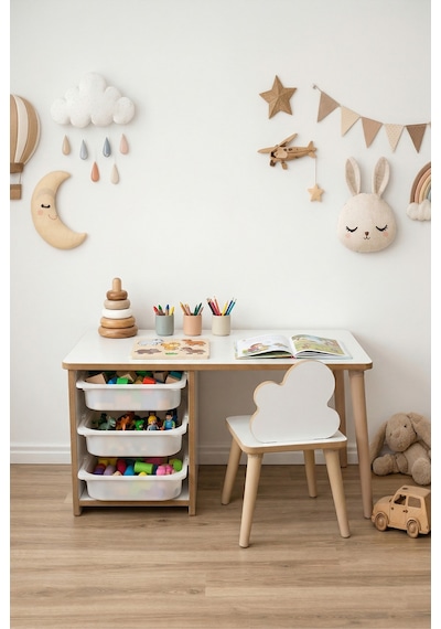 Çocuk Masa Sandalye Takımı-3 Sepetli Çocuk Çalışma Masası Aktivite Masası Yaz-sil Bulut Sandalye Beyaz Çocuk Masa Sandalye Takımı-3 Sepetli Çocuk Çalışma Masası Aktivite Masası Yaz-sil Bulut Sandalye Beyaz