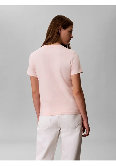 Calvin Klein Ss Monogram Crew Tee, Vg3 Pembe Kadın T-shirt