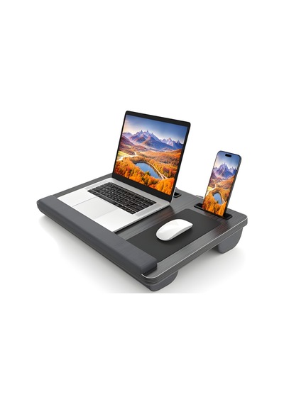 Polham Minderli Bilek Destekli Telefon Tutuculu Mouse Padli Taşınabilir Laptop Masası Dizüstü Çalışma Sehpası