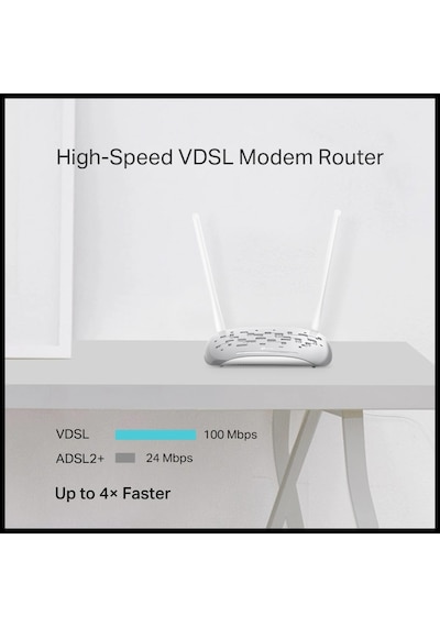 Tp-lınk Td-w9950, 4 Port, 2.4ghz Wifi, 300mbps, 2xanten, Vdsl2, Adsl2 Modem