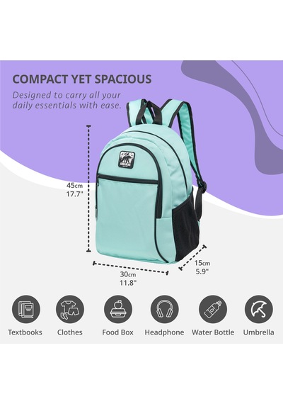 Erkek Ve Kız Çocukları İçin Okul Sırt Çantası 20 Litre Hacimli İlkokul, Ortaokul Ve Lise İçin 3 Bölmeli Sırt Çantası Suya Dayanıklı, Unisex Yeşil