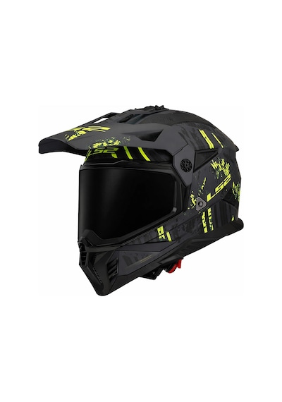 Ls2 Pıoneer 2 Crazy Mat Siyah-gri-neon Sarı Kask Siyah Vizör Mat Sıyah-neon Sarı