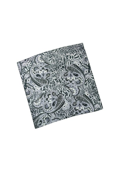 Mim Eşarp Emilya Fres Krep Leopar Desenli Eşarp 90x90 Cm Siyah - Gri