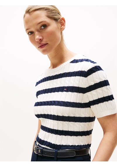 Tommy Hilfiger Co Cable Mıd Gg S/s C-nk Swt Kadın Beyaz Kazak - Ww0ww45656