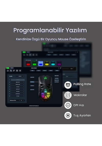 Aula Sc620 Paw3311 Sensör 12000 Dpı 1000hz Kablolu Ve Kablosuz Gaming Oyuncu Mouse Beyaz Sc620