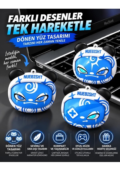 Bibo Baby G05d Bluetooth 5.4 Kablosuz Kulaklık, Dönen Yüz Tasarımlı Şarj Kutusu, Dokunmatik Kontrol, Düşük Gecikme, Hd Görüşme, 150 Saat Bekleme