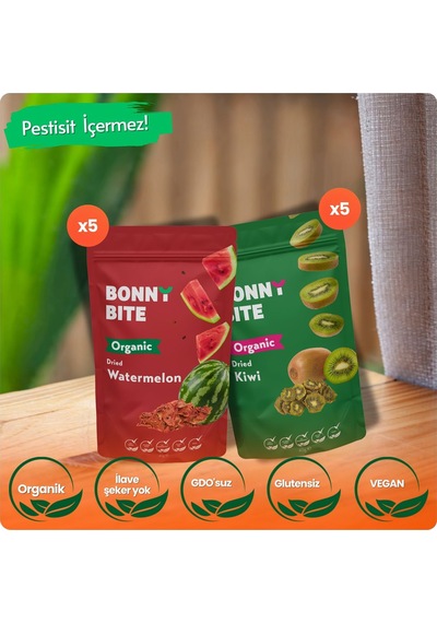 Organik Kurutulmuş Karpuz & Kurutulmuş Kivi 10'lu Paketi Diğer