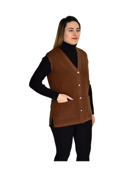 Kadın Cepli Triko Yelek Bgl-st03343 001