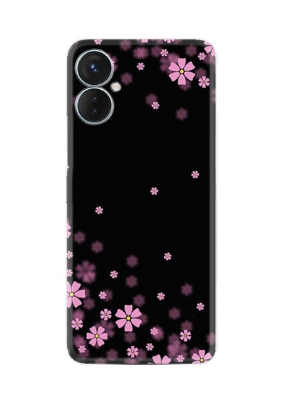 Tecno Camon 19 Neo Kılıf Resimli Desenli Baskılı Silikon Black Flowers 1391