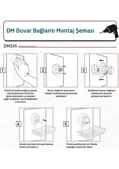 Teknotel Delme Vida Matkap Yok! Vakumlu Sabunluk Krom Dm265