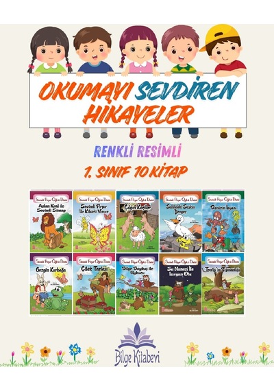 1. Sınıf Okumayı Sevdiren Renkli Resimli Hikayeler 24- 10 Kitap