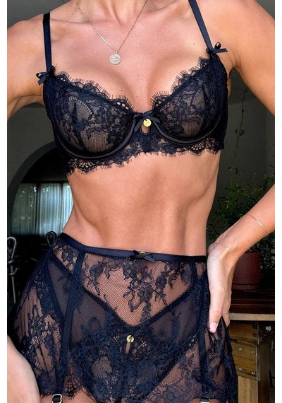 Manuella Luxury Dantel Jartiyer - Siyah