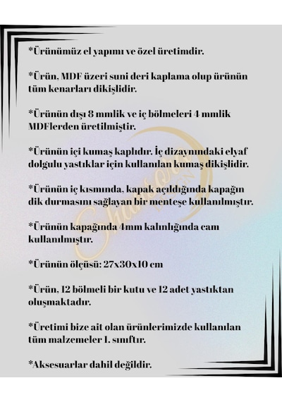 12'li Kahverengi - Taba Renk Saat Kutusu, Suni Deri Kaplamalı, Özel Üretim, El Yapımı