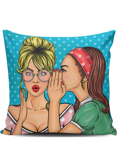 Kırlent Dünyası Pop Art Kızı Dijital Baskılı Kırlent Kılıfı (387093739)
