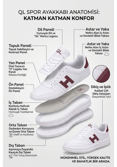 Ayakkabı Fuarı Elit Asqla1457 Kadın Klasik Sneaker Beyaz