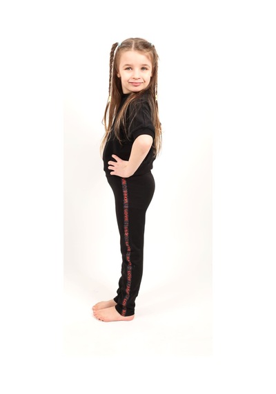 Toontoy Kids Toontoy Kız Çocuk Love Şeritli Tayt Siyah