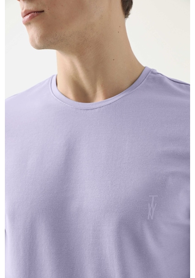 Twn Slim Fit Galaktik Leylak Düz Kabartma Baskılı T-shirt 4ec148551753m Galaktik Leylak