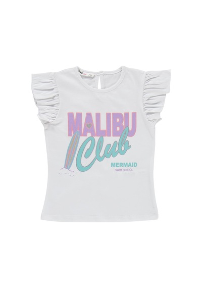 Civil Girls Malibu Baskılı Şortlu 2-5 Yaş Takım - Kırık Beyaz