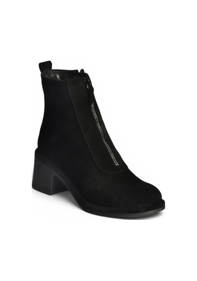 Fox Shoes Z555671002 Siyah Hakiki Deri Süet Kalın Topuklu Kadın Bot