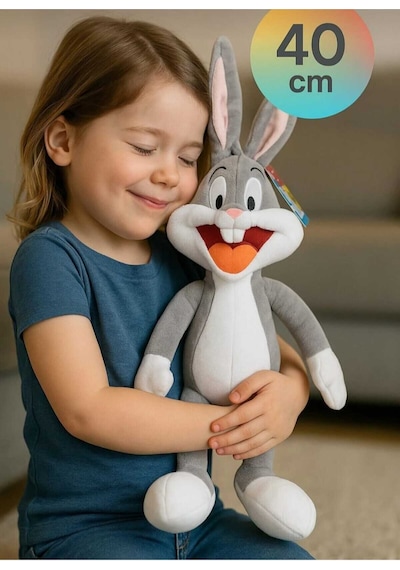 Sevimli Bugs Bunny Peluş Oyuncak 40 Cm Uyku Arkadaşı Beyaz