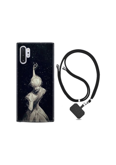 Samsung Galaxy Uyumlu Note 10 Plus Kılıf Desenli Silikon Boyun Askılı Star Woman 1332