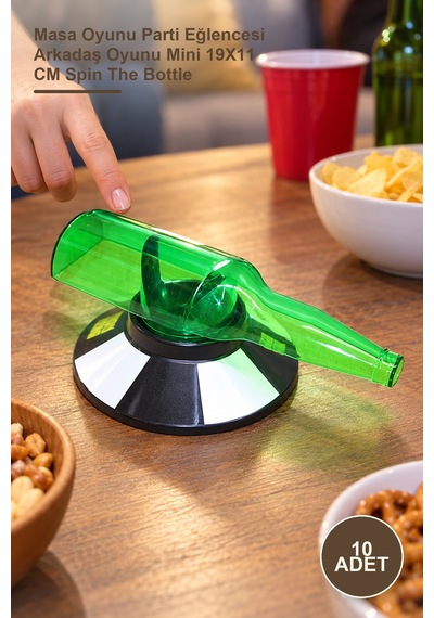 10 Adet Şişe Çevirme Oyunu Masa Oyunu Parti Eğlencesi Arkadaş Oyunu Mini 19x11 Cm Spin The Bottle