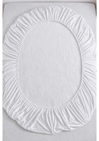 Kadife Kumaş Battal Boy Fitted Lastikli Çarşaf Takımı 200x200+30 Cm Beyaz