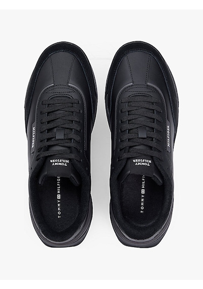 Tommy Hilfiger Fm0fm05721 Retro Runner Mix Leather Erkek Günlük Ayakkabı Siyah