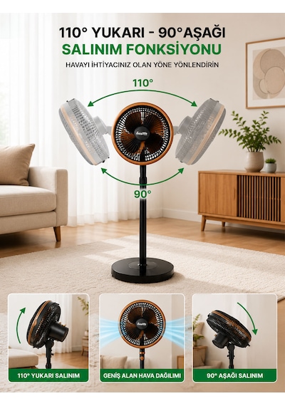 Breeze Mx-bs120 12 İnç Ayaklı Vantilatör 70w 3 Kademeli Sessiz Salınım Fonksiyonlu Vantilatör